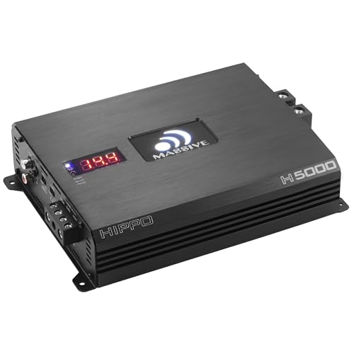 Image of Massive Audio H5000 | 5,000W RMS 1-Ohm Monoblock - Class D SPL Amp, Extreme Bass Power, Dual Power Inputs, Competition-Grade Car Audio - Hippo Series Amplifier