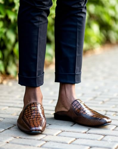 Casual Men's Dress Slip-on Mule Sandals Loafer Shoes, Leather Slippers with Buckle Formal Party Backless Sandals for Men2