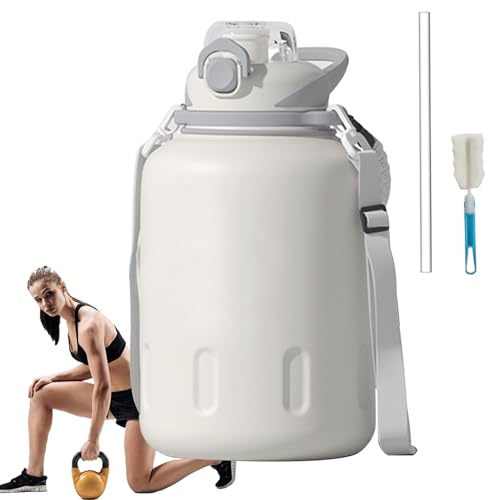 Botella de agua deportiva aislada grande con termo de doble pared para gimnasio y atletas