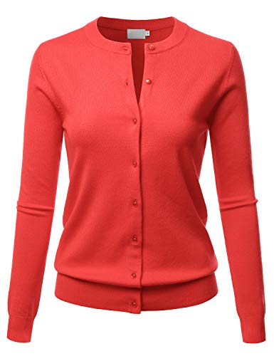 Image of LALABEE Women's Crew Neck Gem Button Long Sleeve Soft Knit Cardigan Sweater