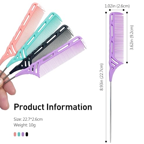 Set de 4 Peines Cola de Rata para Corte y Extensiones miniatura 7