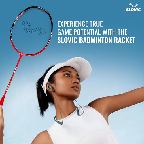 Image of Slovic Badminton Racket for Men & Women | Lightweight Racket with Nylon String Net & Cover | Ergonomic Handle with G3 Size Grip (Aluminium Racket)