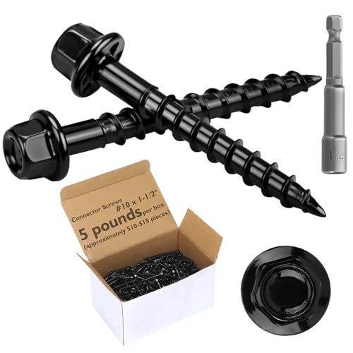 MorningRo Tornillos Tirafondo para madera #10 x 1-1/2 Pulgs 5 lb en negro miniatura 1
