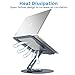 Swivel Laptop Stand for Desk, Adjustable Height Aluminum Computer Stand with 360 Rotating Base, Foldable Ergonomic Riser, Portable Laptop Holder Compatible with MacBook, All Laptops 10-17'', Grey