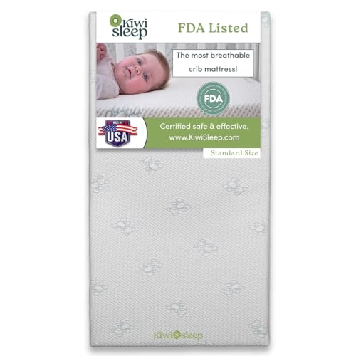 Image of Kiwi Sleep Crib Mattress, Breathable Crib Mattress, Pressure Reduction Crib Mattress, Made in The USA with Safe Materials, 2 Stage Design Baby & Toddler Mattress.