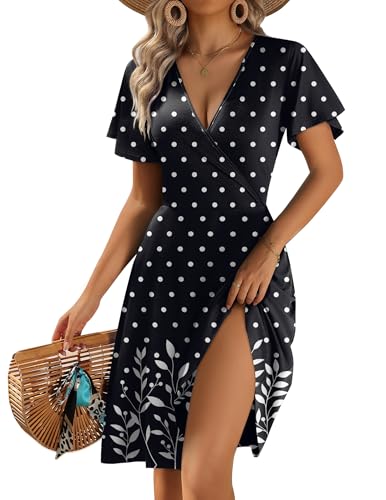Image of Zeagoo Womens Summer Dresses Wrap V Neck Dress Floral A-Line Ruffle Sleeve Casual Sundress with Pockets 2026