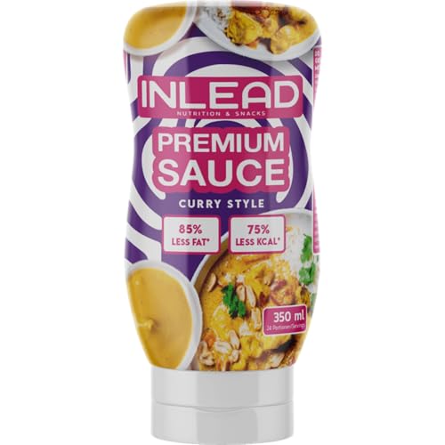 INLEAD - Premium Sauce - Light Soße | 75% weniger Kalorien & 85% weniger Fett | Perfekt Zur Diät | Kalorienarme Ernährung | Vegan | Glutenfrei | Laktosefrei - 350ml (Curry Style)