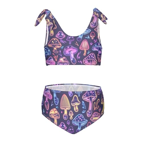 Girls' Bikini Set, Bright Mushrooms Kids Swimsuit 2 Pcs Beach Bathing Suit