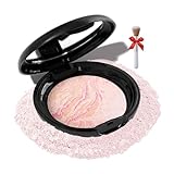 Baked Foundation for Mature Skin with Brush, Colour Correcting Illuminating Powder, Natural Radiance Finish, Long Lasting Oil Control, Light to Medium Coverage, Soft Pink Marble Shade