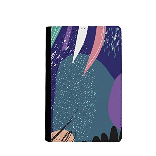 Étui portefeuille de voyage bleu multicolore avec motif plantes abstraites classique