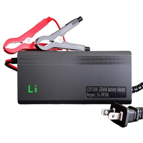 14.6V 10A LiFePO4 Battery Charger Designed for 12V Lithium Battery, AC-DC Smart Charger, Battery...