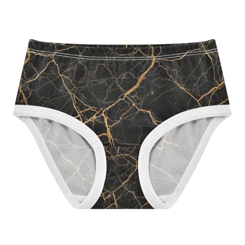Toddler Briefs, Black Marble Girls Cotton Underwear, 2–8 Years