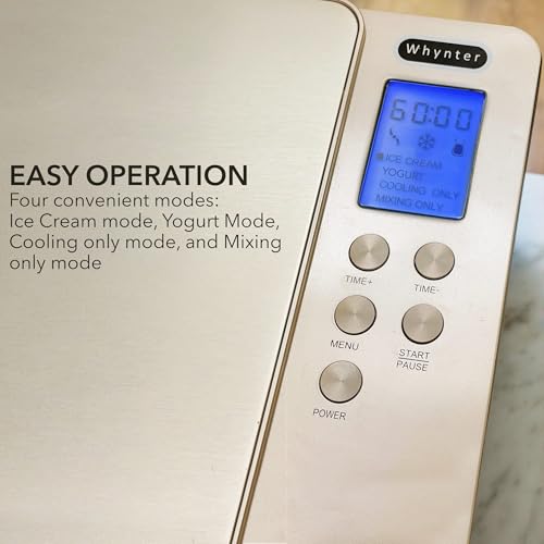 Whynter Eismaschine & Joghurt Automatik 2 Qt. mit eingebautem Kompressor, LCD-Digitalanzeige & Timer, kein Vorfrieren, ICM-220CGY, Champagner Gold – Bild 7