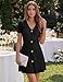 ZESICA Women's Summer Short Sleeve Knit Mini Dress 2026 Casual V Neck Button Front Business Work Sweater Short Dresses,Black,Small