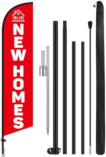 15 ft New Homes Swooper Feather Flag Kit Include Flag, Pole and G...