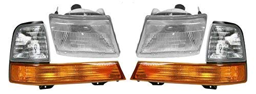 Headlights Headlamps & Corner Parking Lights Left & Right Set Kit for Ranger