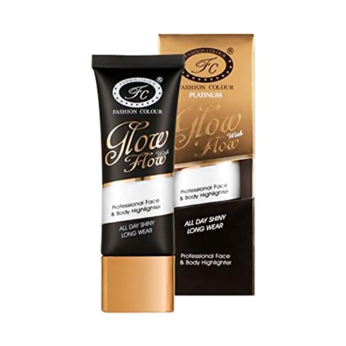 Image of FASHION COLOUR Glow with Flow Professional Face & Body Highlighter | All Day Shinny | Long Wear | Highlighter for Face & Body | Illuminating Liquid Highlighter with Dewy finish | 35ml | Shade 04