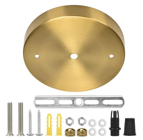Image of Sangle Sopffy Pendant Light Canopy Kit, 4.7 Inches Ceiling Lighting Canopy Kit with All Mounting Hardware Modern Chandelier Ceiling Plate Cover for Pendant Lighting Fixtures (Brass, 4.7 inch)