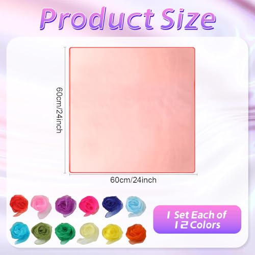 Juggling Scarves, Dance Scarves for Kids Play 12 PCS Square Silk Scarf Music Performance Props for Toddlers Children3