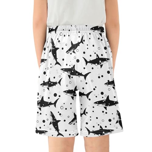 Shark on Black Short Pajama Pants Bottoms Soft Sleepwear with Pockets2