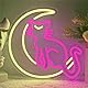 Mond Katze Neon Schild Cat Neon Anime LED Leuchtreklame für Wanddekoration USB Neonlicht für Katze Deko Zuhause Schlafzimmer Geburtstagsfeier Home Kinderzimmer Decor