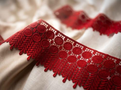 Image of Strala Red Color Laces for Dresses, Sarees, Lehenga, Suits, Bags, Decorations, Borders, Crafts and Home Decor,Blouse (3mtr) Design-801 (Premium red)