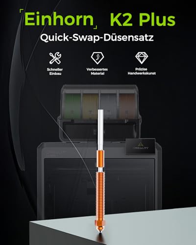 Creality Offizielle K2 Plus Düse 0.2mm, Schnellwechsel Düse aus Kupferlegierung und Gehärtetem Stahl für 3D-Drucker K2 Plus, K2, K2 Pro, Creality Hi