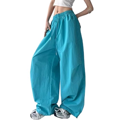 Women's Baggy Cargo Pants Jogger Parachute Elastic Waist Drawstring Wide Leg Casual Streetwear4