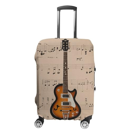 Musical Guitar Print Luggage Cover, Washable Elastic Suitcase Cover Protector Fit 18-32 Inch Luggage