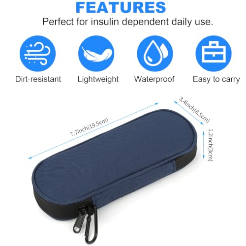 Image of Insulin Pen Cooler Travel Case with 2 Reusable TSA Approved Ice Packs, Diabetic Medication Insulated Cooler Bag for Insulin Pens and Other Diabetic Supplies Storage Navy Blue