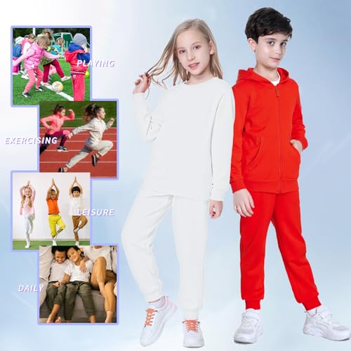 Image of Kid Nation Kids Unisex Soft Brushed Fleece Casual Pull On Jogger Sweatpants with Pockets for Boys or Girls