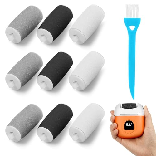 OSDUE Limes À Pieds Électriques de Remplacement, Lot de 9 Rouleaux de Remplacement avec Pierre Ponce, Accessoires pour Ponceuse À Pieds pour Pedicure Rape...