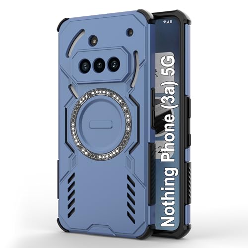 Image of Zapcase Back Case Cover for Nothing Phone (3a) 5G | Magnetic Case with Built-in Metal Ring | Supports MagSafe Charger, Wallet & Car Mount | Shockproof Hybrid PC + TPU | Blue