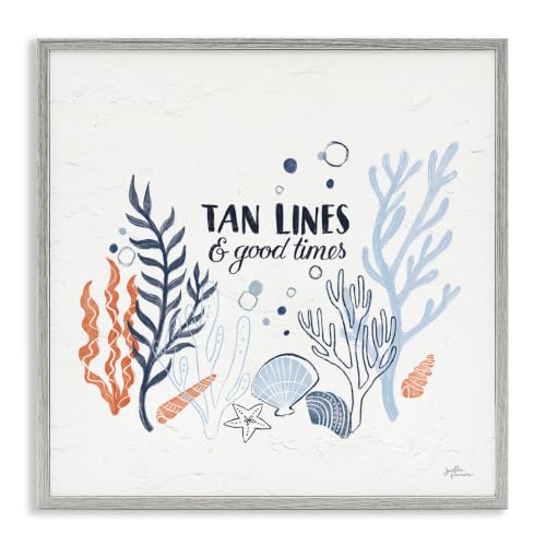 Tan Lines Good Times Beach Quote, 17 x 17 Inch Framed Giclée Print