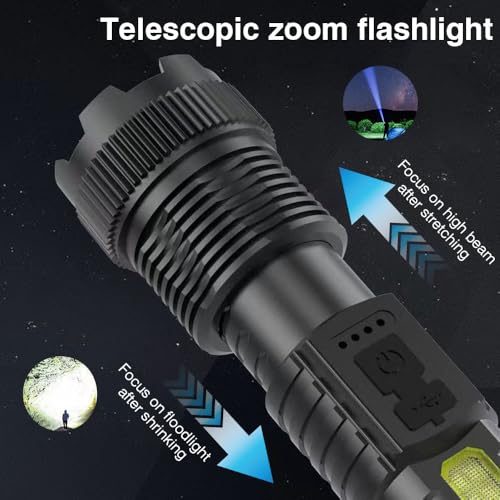 Rechargeable Flashlights 6 Lighting Modes Adjustable Handheld Flashlight Waterproof LED Tactical Flashlight for Home,Emergency,Outdoor Camping,2 Pack - Thumbnail 3