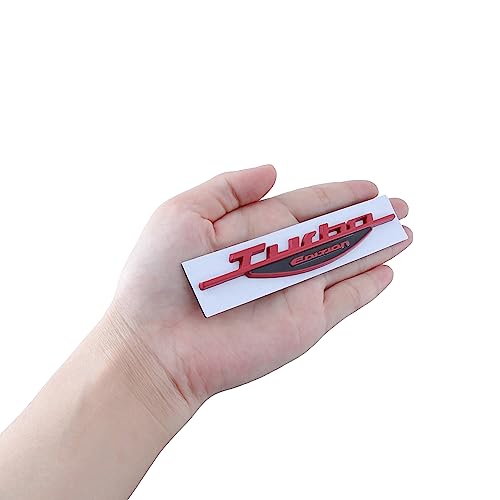 Image of 2X Turbo Emblem 3D Metal nameplate Logo Rear Trunk Emblem Car Sport Badge car Accessories Decorative for Universal (Red-Black)