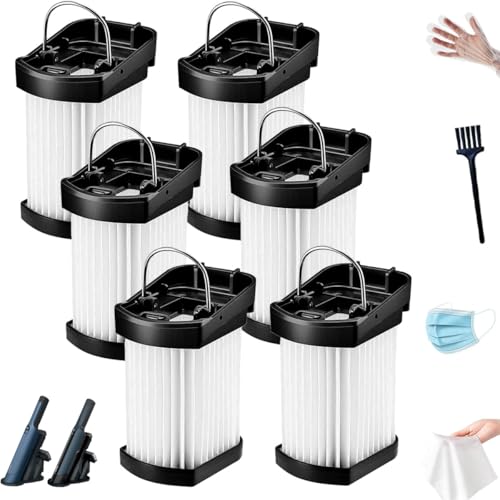 Image of NKA 6-Pack XFFWV400 HEPA Filter for Shark Wandvac Power Pet, Washable