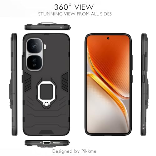 Image of Pikkme D5 Tough Armor Bumper Case | 360 Protection Case | Ring Holder Stand Back Cover for iQOO Neo 10 5G (Black)