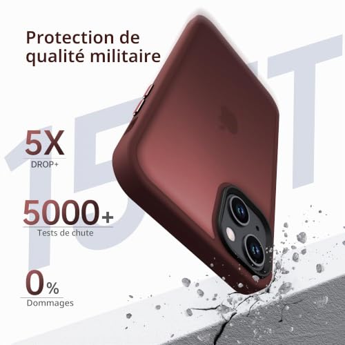 Coque iPhone 15 rouge Anqrp Matt Zero en silicone souple - 5