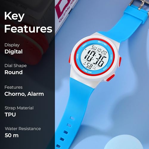 Image of SKMEI Digital Kids Watch for Boys & Girls - Waterproof Sports Wristwatch with LED Backlight, Alarm, Stopwatch & Dual Time Zone - Durable Kids Outdoor Watch - 2286