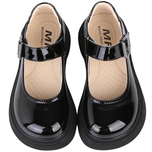Girls Black School Uniform Dress Mary Jane Shoes Ballet Flats for Wedding Party Gift Church