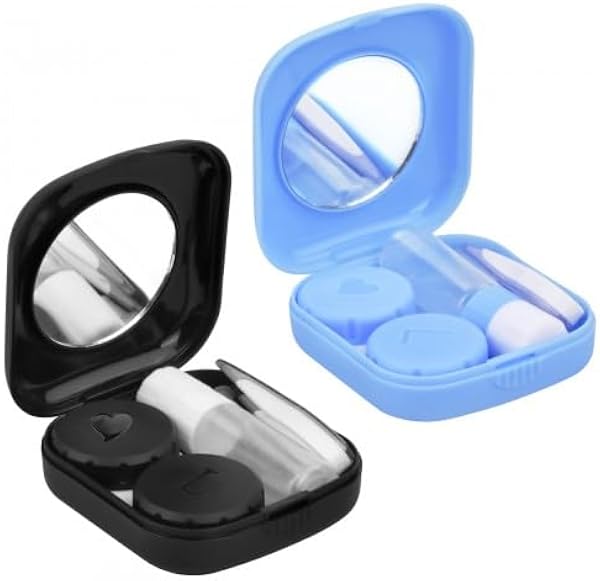 Cozlly 2 Mini Contact Lens Cases with Mirror and Tweezers