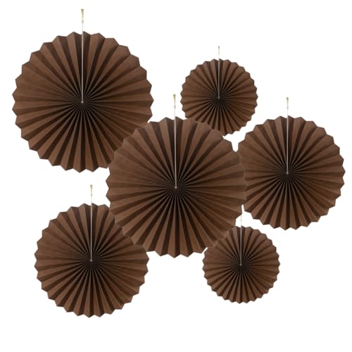 Image of MOWO Kraft Paper Fans Hanging Decoration, 6pc | birthday graduation wedding retirement nuetral baby shower new year party decoration