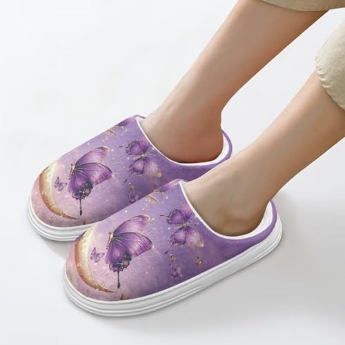 Washable House Slippers for Woman Slip-on Comfortable Fuzzy Scuff Home Slippers with Anti-Skid Rubber Sole3