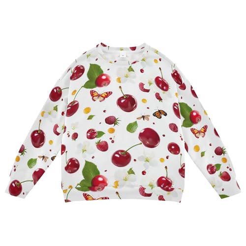 JUNZAN Sweet Surinam Cherry Fruit White Little Girls Hoodie Sweatshirt Long Sleeve Sweatshirt With Hoodie Party 4T