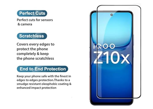 Image of HD Tempered Glass Screen Protector Compatible for iQOO Z10X 5G with Edge to Edge coverage and Easy Installation kit
