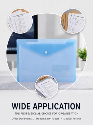 Image of A4 Size Transparent Document File Folders with Button Closure | Pack of 12