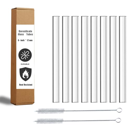 Image of Borosilicate Glass Tubes, 6 Inch, 12mm OD, 2mm Wall, Heat Resistant