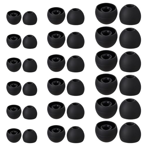 Giantree 18 Pairs Silicone Earbud Replacement Tips, S/M/L Sizes Earbud Ear Tips Replacement Ear Bud Covers Fit Most in-Ear for Earbuds(Black)
