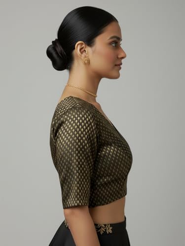 Image of Thevasa Women's Everyday Divine Depth V Neck Half Sleeves Blouse